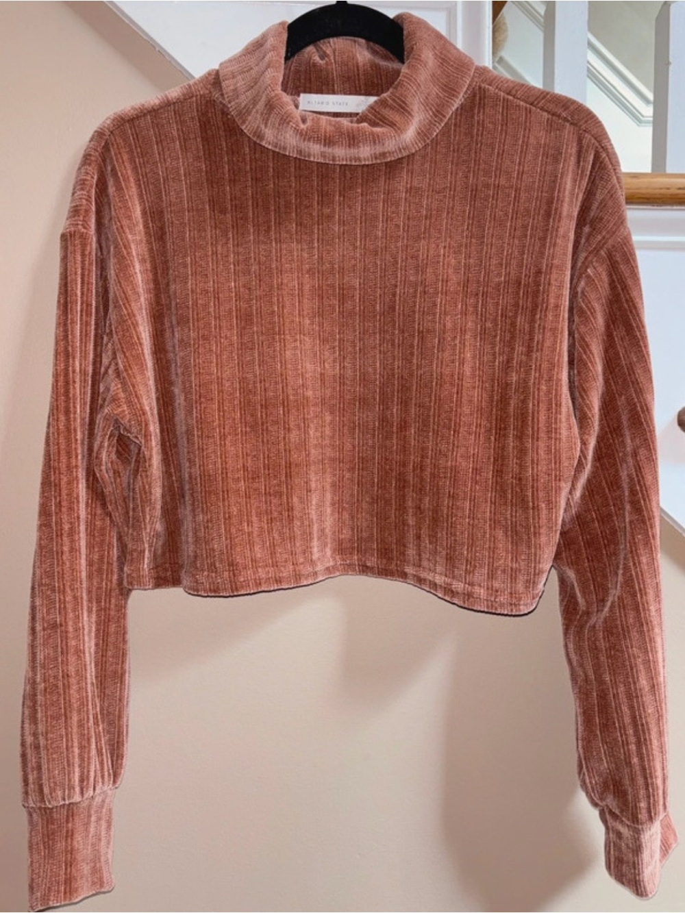 Altar’d State Mock Neck Chenille Shirt Cropped size XS